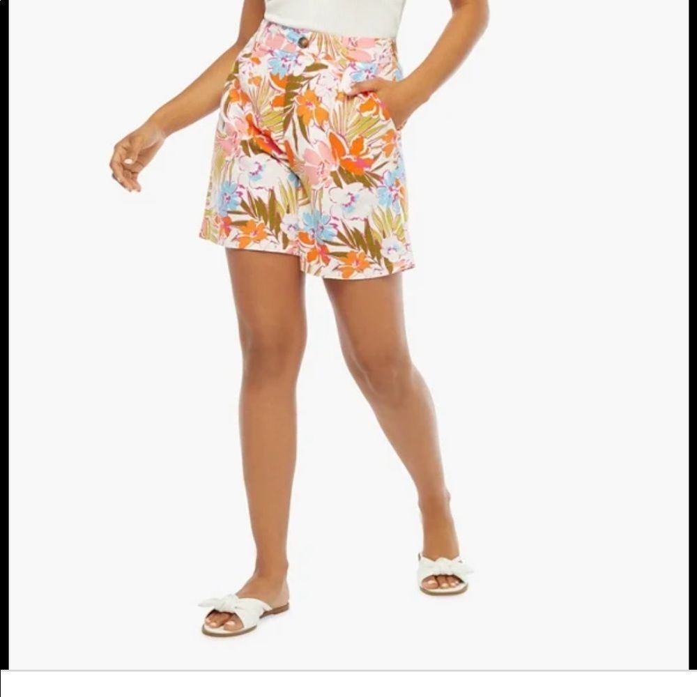 ruffle crop top & high waisted flared shirt palm beach floral 2 pc nwt - Picture 4 of 7